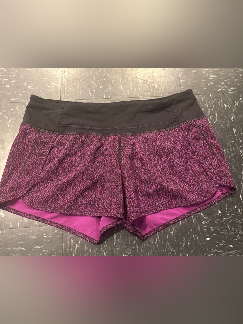 lululemon athletica Magenta Patterned Running Shorts with Black Waistband